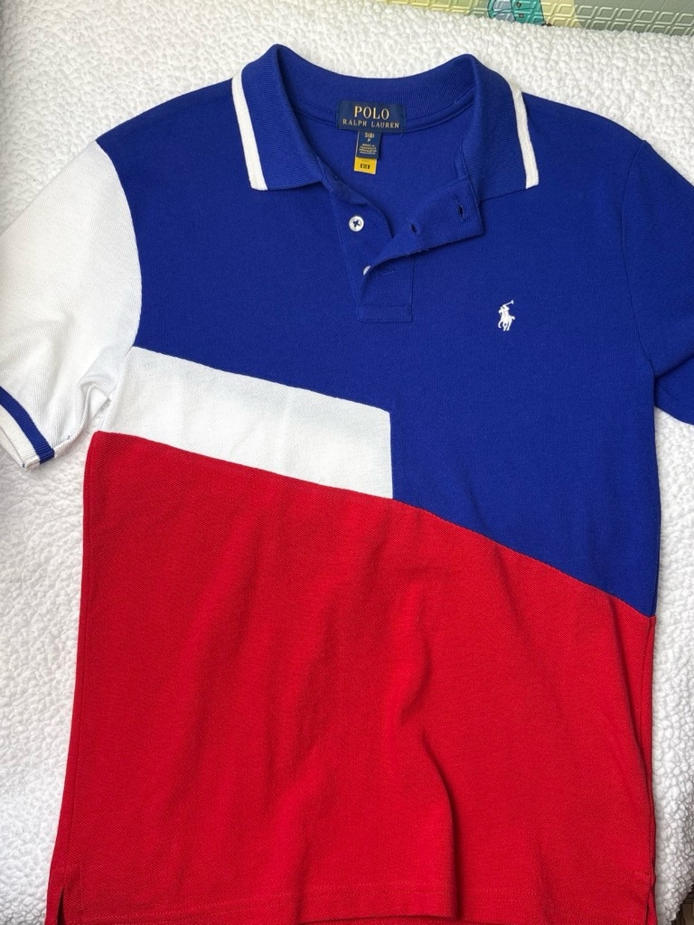 Polo by Ralph Lauren Blue White Red Colorblock Polo Shirt